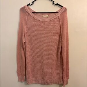 Pink knitted scoop neck sweater
